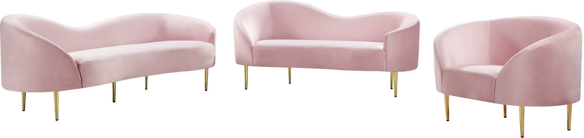 Meridian Furniture Ritz Pink Velvet Loveseat