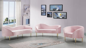 Meridian Furniture Ritz Pink Velvet Loveseat