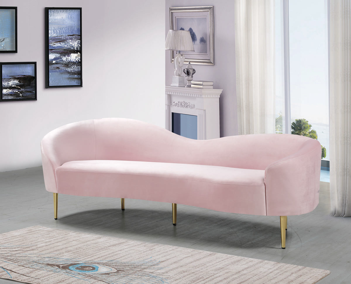Meridian Furniture Ritz Pink Velvet Sofa