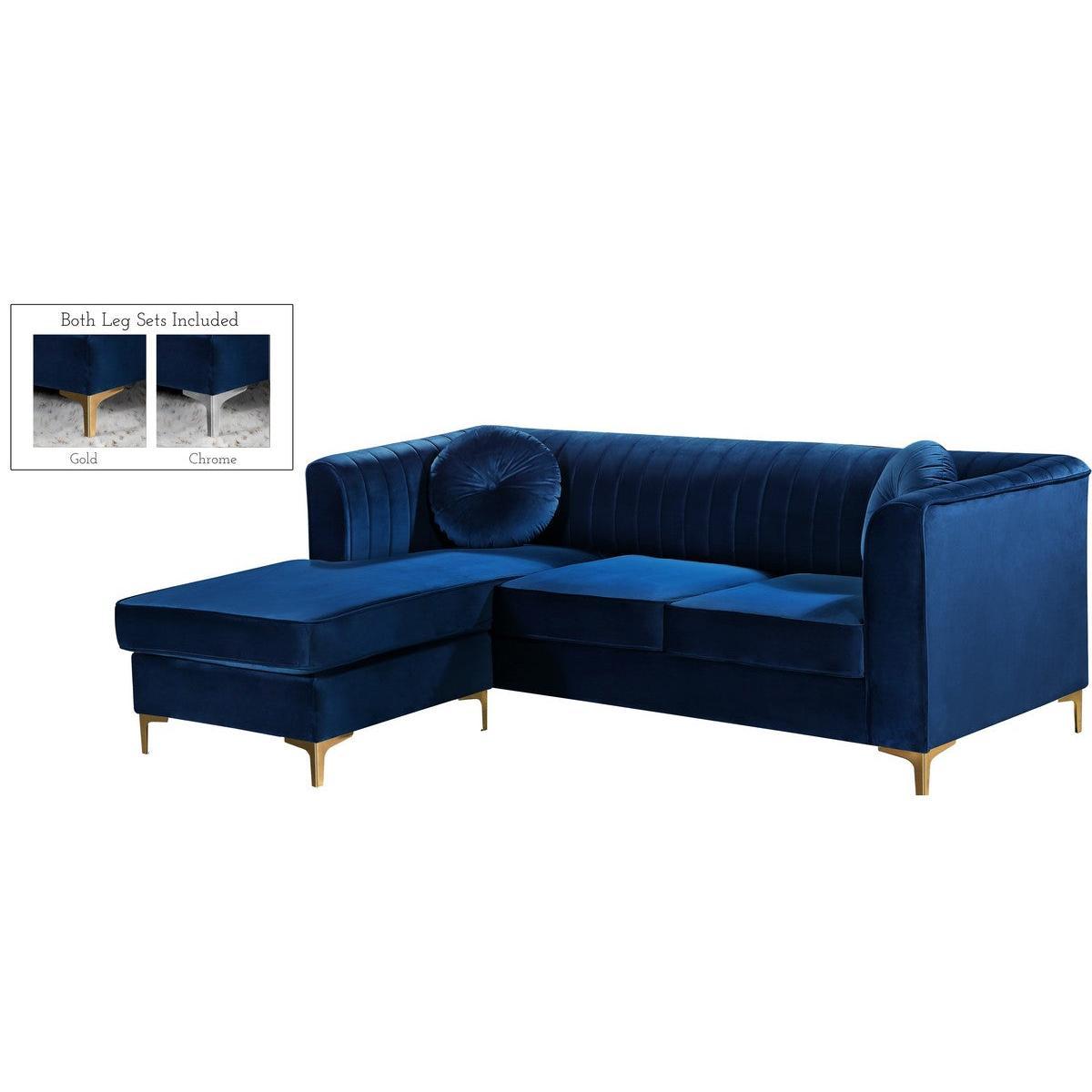 Meridian Furniture Eliana Navy Velvet 2pc. Reversible SectionalMeridian Furniture - 2pc. Reversible Sectional - Minimal And Modern - 1