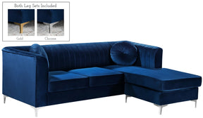 Meridian Furniture Eliana Navy Velvet 2pc. Reversible Sectional