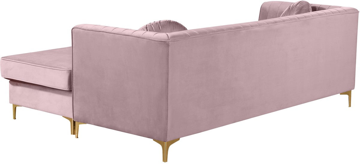 Meridian Furniture Eliana Pink Velvet 2pc. Reversible Sectional
