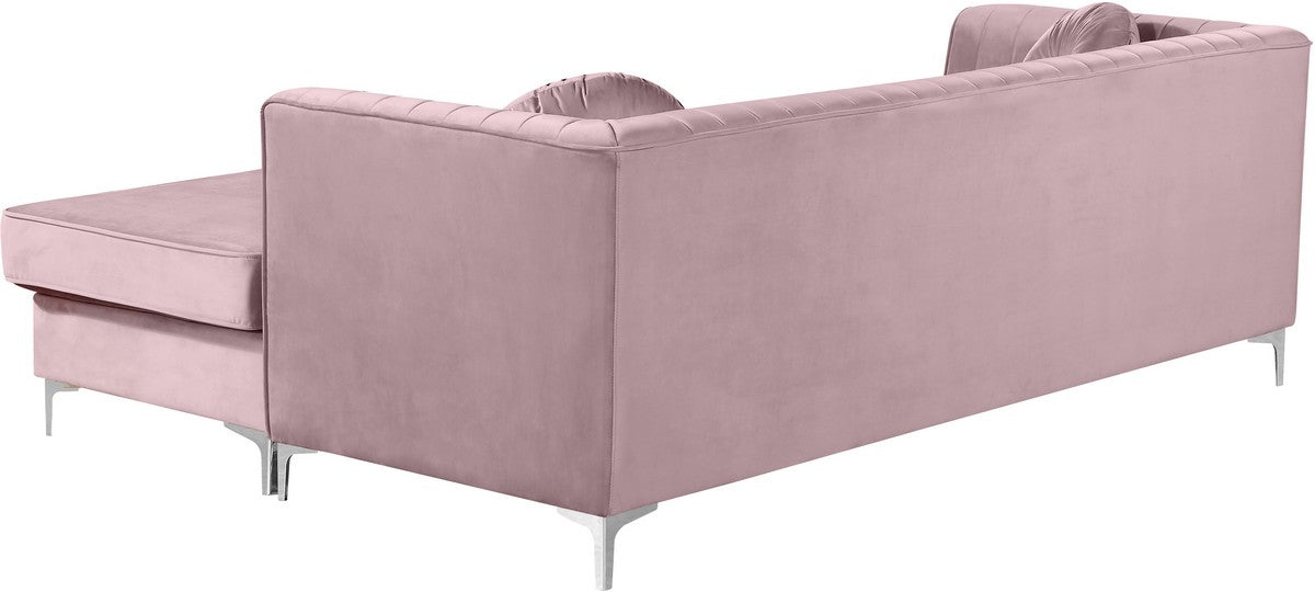 Meridian Furniture Eliana Pink Velvet 2pc. Reversible Sectional