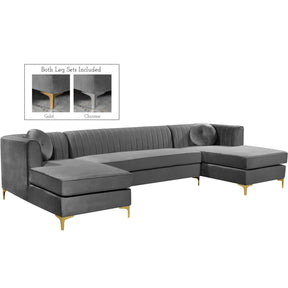 Meridian Furniture Graham Grey Velvet 3pc. SectionalMeridian Furniture - 3pc. Sectional - Minimal And Modern - 1