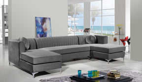 Meridian Furniture Graham Grey Velvet 3pc. Sectional