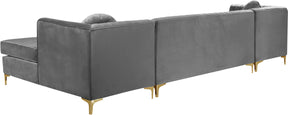 Meridian Furniture Graham Grey Velvet 3pc. Sectional