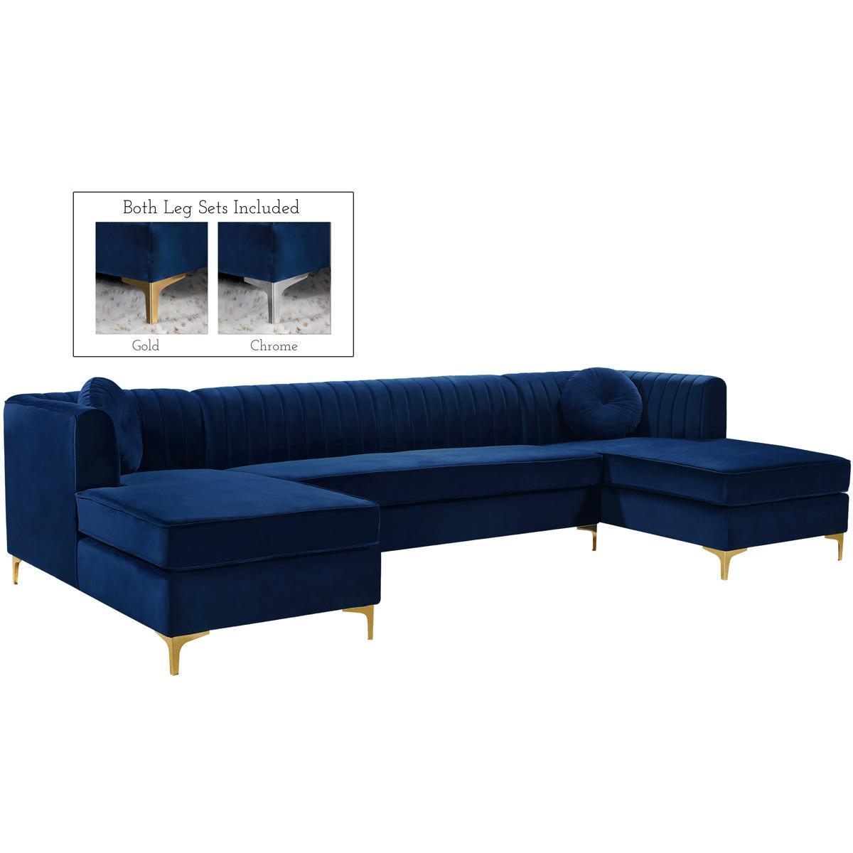 Meridian Furniture Graham Navy Velvet 3pc. SectionalMeridian Furniture - 3pc. Sectional - Minimal And Modern - 1