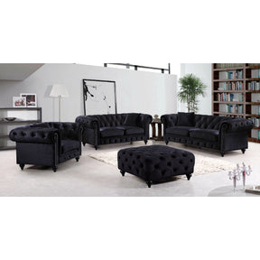 Meridian Furniture Chesterfield Black Velvet Loveseat-Minimal & Modern