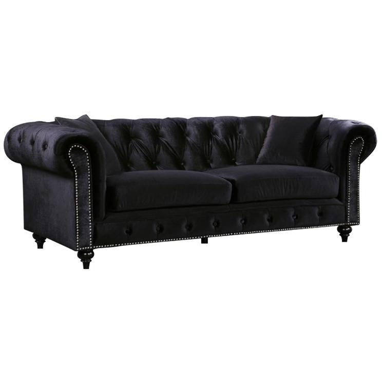 Meridian Furniture Chesterfield Black Velvet SofaMeridian Furniture - Sofa - Minimal And Modern - 1