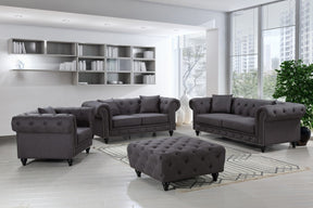 Meridian Furniture Chesterfield Grey Linen Loveseat