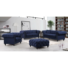 Meridian Furniture Chesterfield Navy Linen Sofa-Minimal & Modern