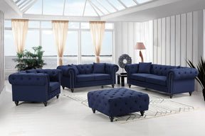 Meridian Furniture Chesterfield Navy Linen Sofa
