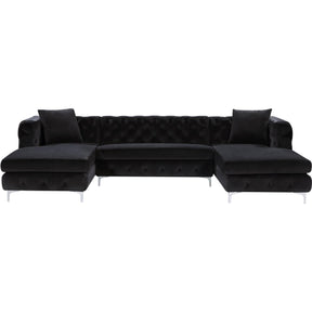 Meridian Furniture Gail Black Velvet 3pc. Sectional-Minimal & Modern