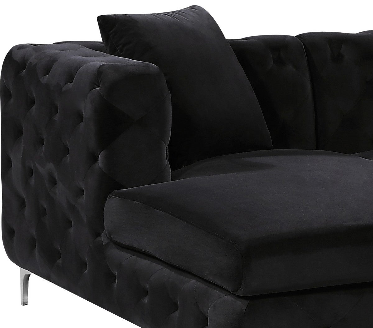 Meridian Furniture Gail Black Velvet 3pc. Sectional