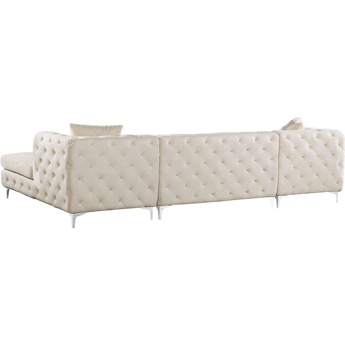 Meridian Furniture Gail Cream Velvet 3pc. Sectional-Minimal & Modern