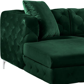 Meridian Furniture Gail Green Velvet 3pc. Sectional