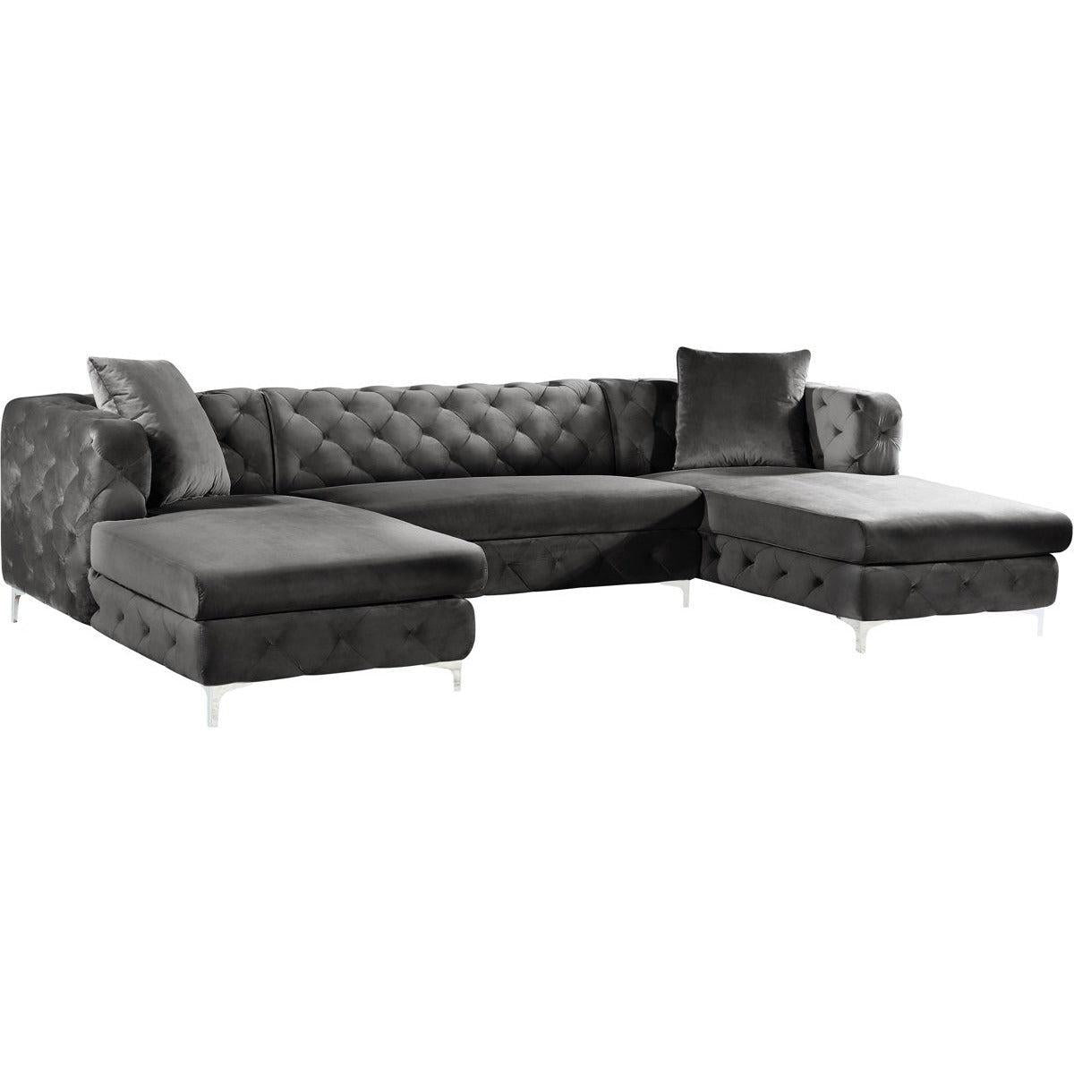 Meridian Furniture Gail Grey Velvet 3pc. SectionalMeridian Furniture - 3pc. Sectional - Minimal And Modern - 1