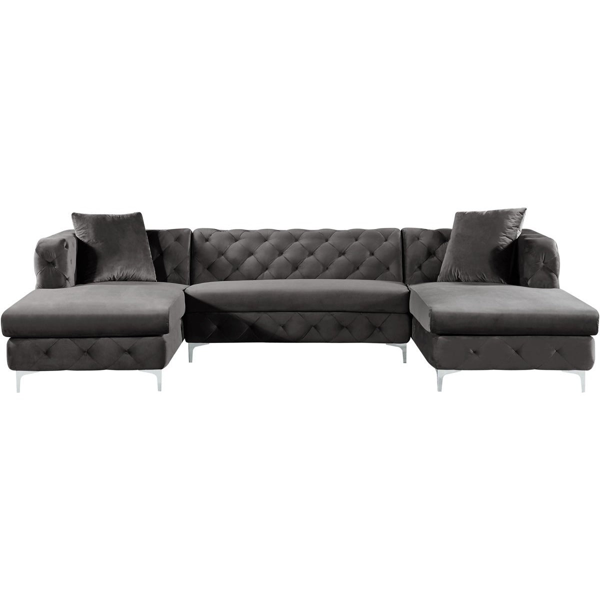 Meridian Furniture Gail Grey Velvet 3pc. Sectional-Minimal & Modern