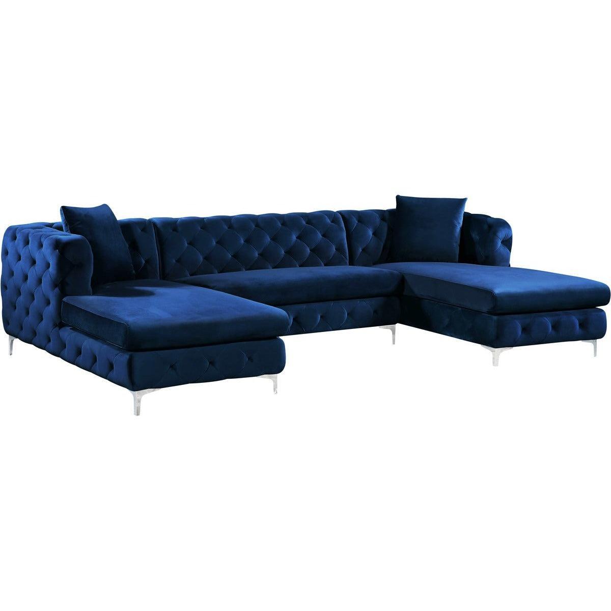 Meridian Furniture Gail Navy Velvet 3pc. SectionalMeridian Furniture - 3pc. Sectional - Minimal And Modern - 1