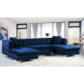 Meridian Furniture Gail Navy Velvet 3pc. Sectional-Minimal & Modern