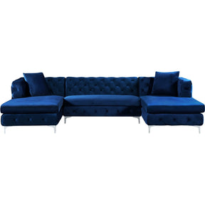 Meridian Furniture Gail Navy Velvet 3pc. Sectional-Minimal & Modern