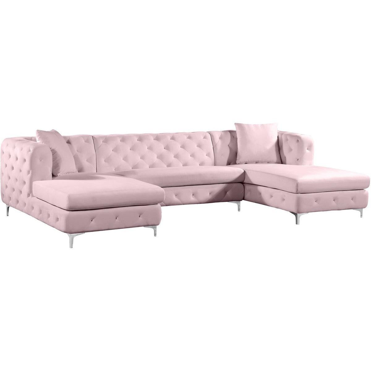Meridian Furniture Gail Pink Velvet 3pc. SectionalMeridian Furniture - 3pc. Sectional - Minimal And Modern - 1