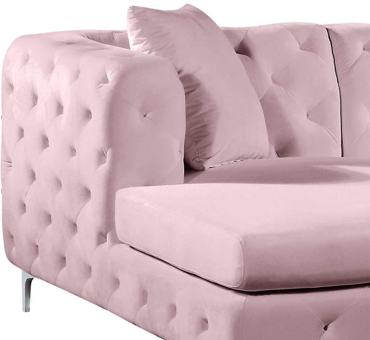 Meridian Furniture Gail Pink Velvet 3pc. Sectional
