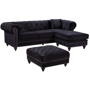 Meridian Furniture Sabrina Black Velvet 2pc. Reversible SectionalMeridian Furniture - 2pc. Reversible Sectional - Minimal And Modern - 1