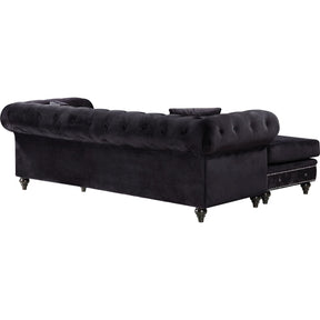 Meridian Furniture Sabrina Black Velvet 2pc. Reversible Sectional-Minimal & Modern