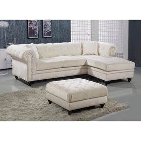 Meridian Furniture Sabrina Cream Velvet 2pc. Reversible Sectional-Minimal & Modern