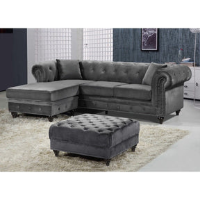 Meridian Furniture Sabrina Grey Velvet 2pc. Reversible Sectional-Minimal & Modern