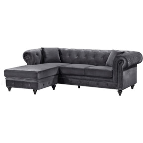 Meridian Furniture Sabrina Grey Velvet 2pc. Reversible Sectional-Minimal & Modern