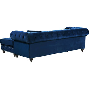 Meridian Furniture Sabrina Navy Velvet 2pc. Reversible Sectional-Minimal & Modern