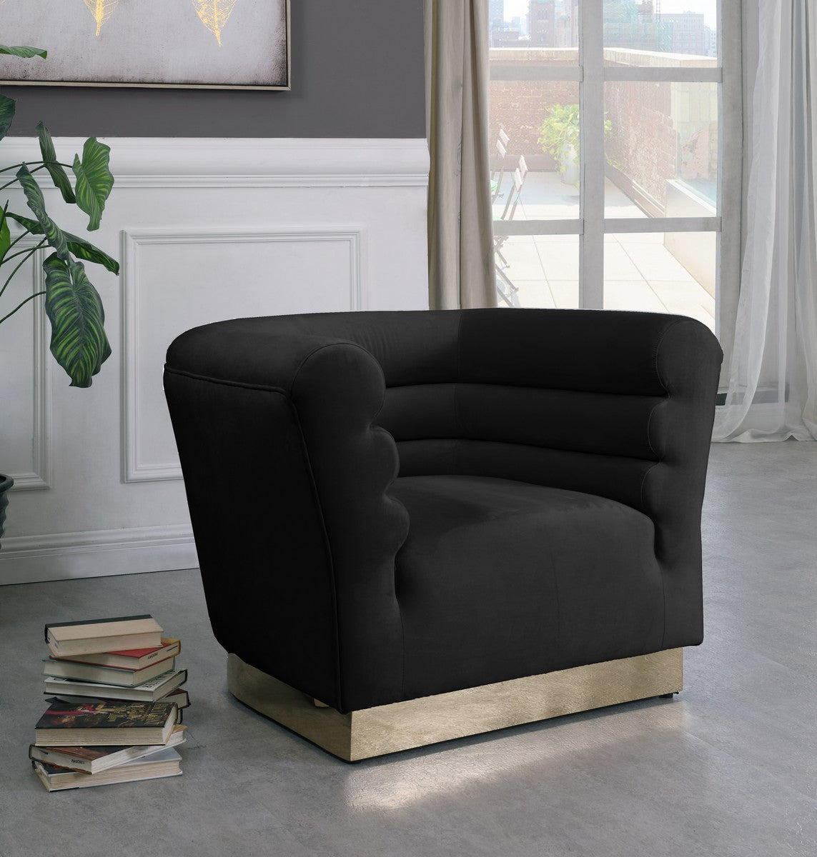 Meridian Furniture Bellini Black Velvet Chair