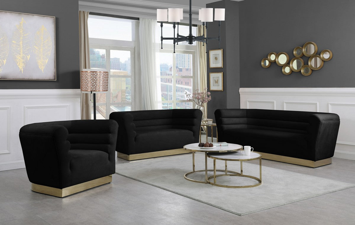 Meridian Furniture Bellini Black Velvet Sofa