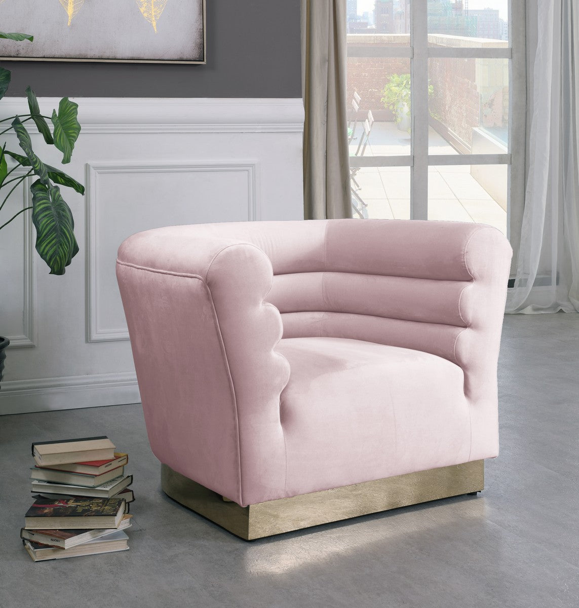 Meridian Furniture Bellini Pink Velvet Chair