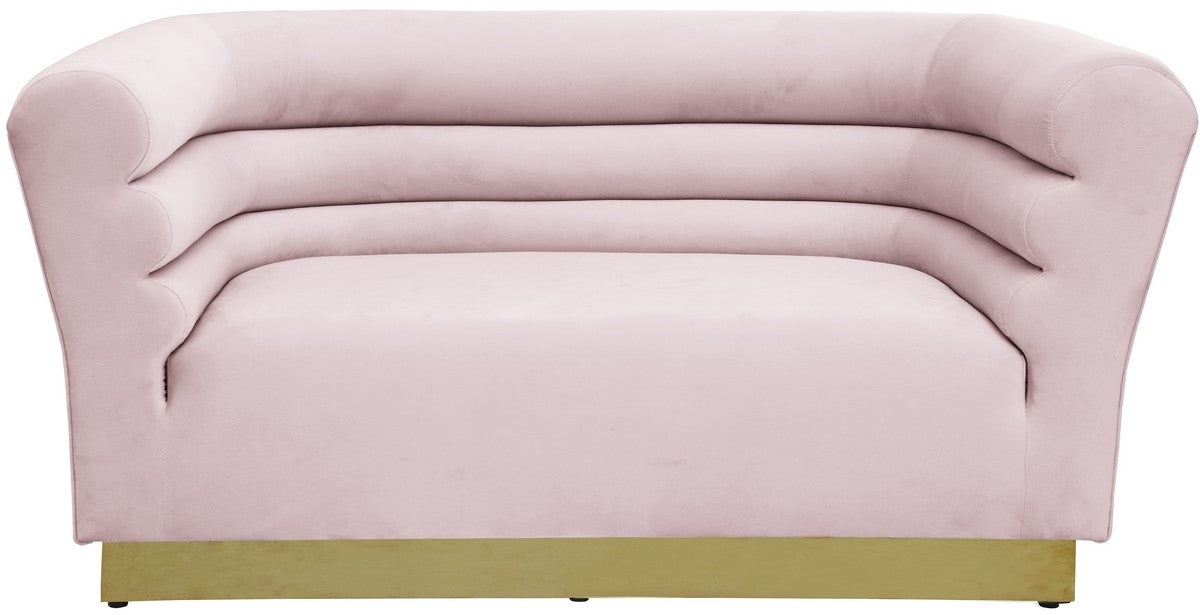 Meridian Furniture Bellini Pink Velvet Loveseat