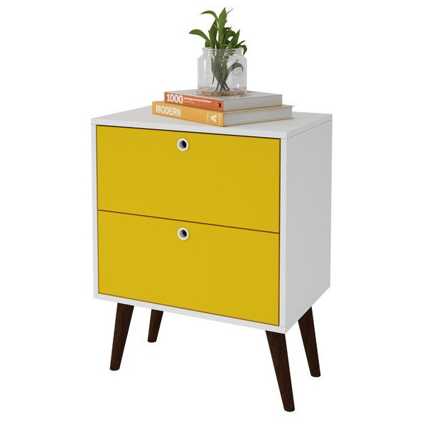 Accentuations by Manhattan Comfort Taby 2- Drawer Nightstand in Yellow and White