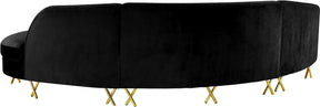 Meridian Furniture Serpentine Black Velvet 3pc. Sectional