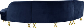 Meridian Furniture Serpentine Navy Velvet 3pc. Sectional