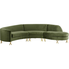 Meridian Furniture Serpentine Olive Velvet 3pc. SectionalMeridian Furniture - 3pc. Sectional - Minimal And Modern - 1