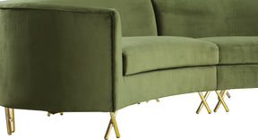 Meridian Furniture Serpentine Olive Velvet 3pc. Sectional
