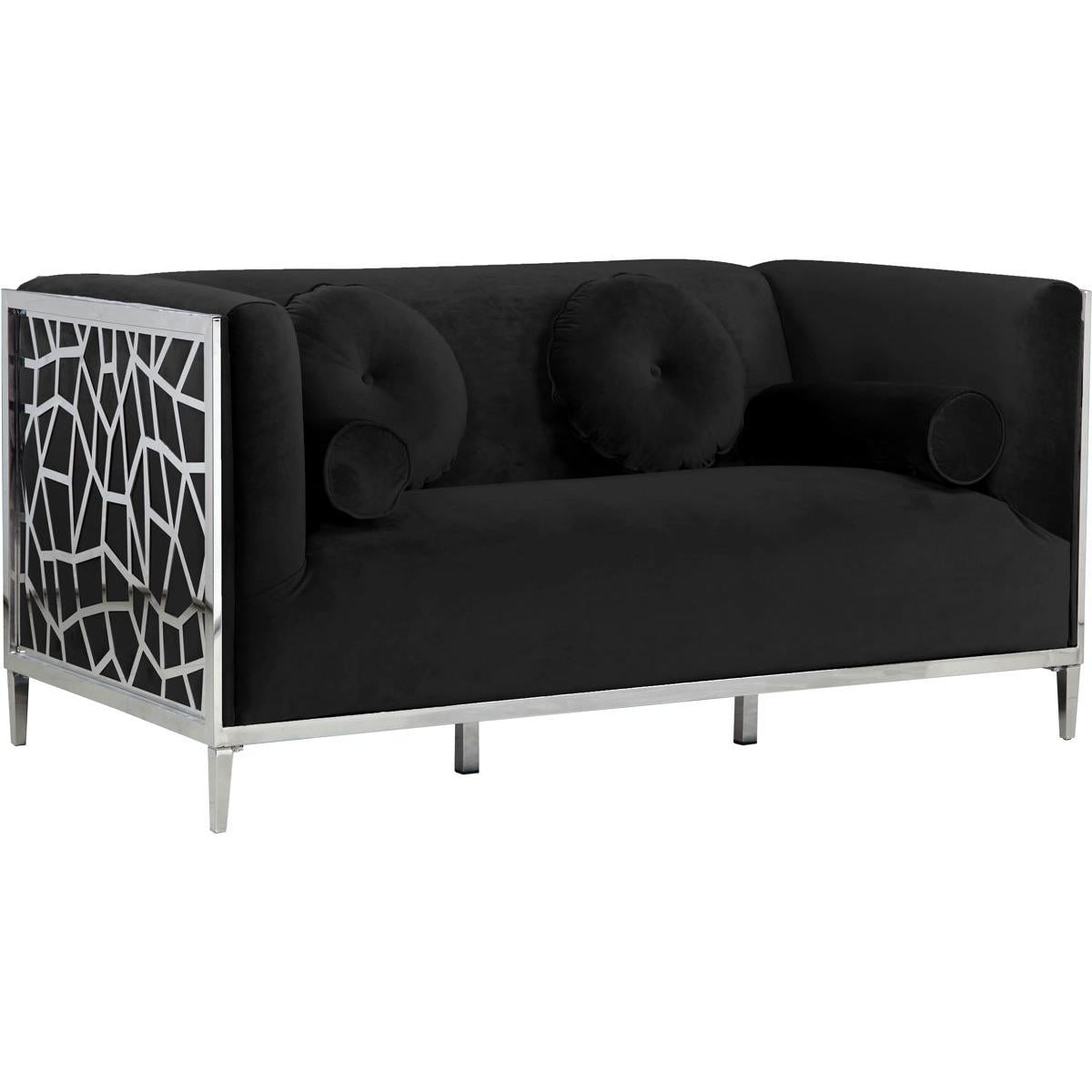Meridian Furniture Opal Black Velvet LoveseatMeridian Furniture - Loveseat - Minimal And Modern - 1