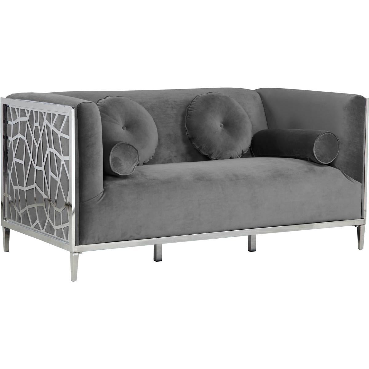 Meridian Furniture Opal Grey Velvet LoveseatMeridian Furniture - Loveseat - Minimal And Modern - 1