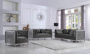 Meridian Furniture Opal Grey Velvet Sofa