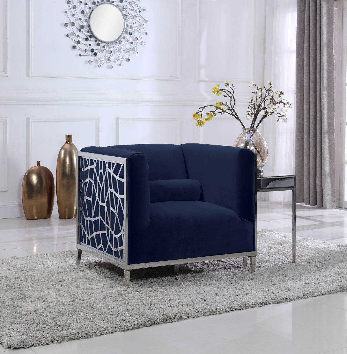 Meridian Furniture Opal Navy Velvet Chair