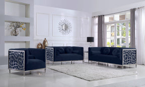 Meridian Furniture Opal Navy Velvet Sofa