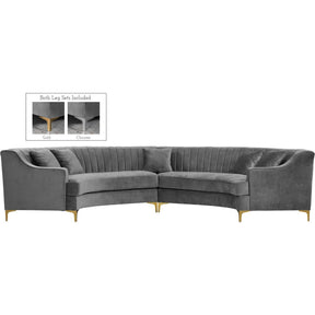 Meridian Furniture Jackson Grey Velvet 2pc. SectionalMeridian Furniture - 2pc. Sectional - Minimal And Modern - 1