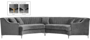 Meridian Furniture Jackson Grey Velvet 2pc. Sectional
