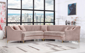 Meridian Furniture Jackson Pink Velvet 2pc. Sectional